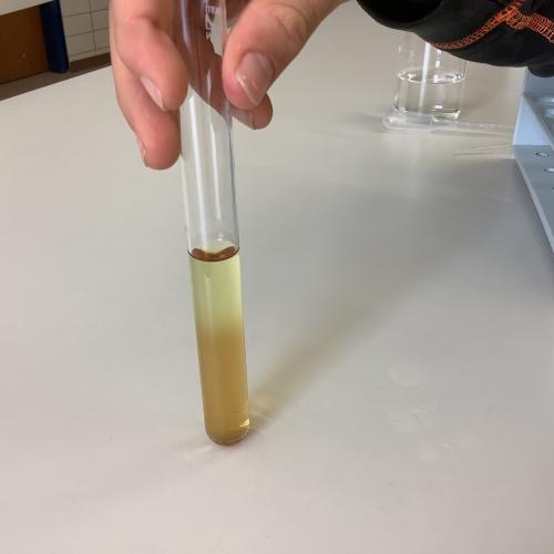 Farbige Schichten in einem Reagenzglas