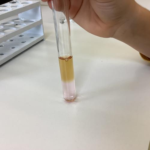 Farbige Schichten in einem Reagenzglas