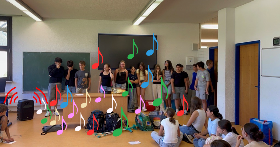 Vorführung des Rap-Songs der 2c in der Klasse 3b